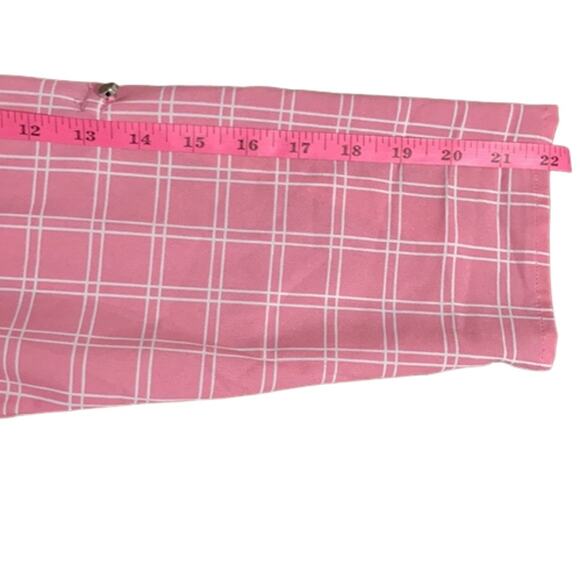 NY Collection Pink 3/4 Long Sleeve Plaid Button Front Top Size Large - Picture 9 of 13